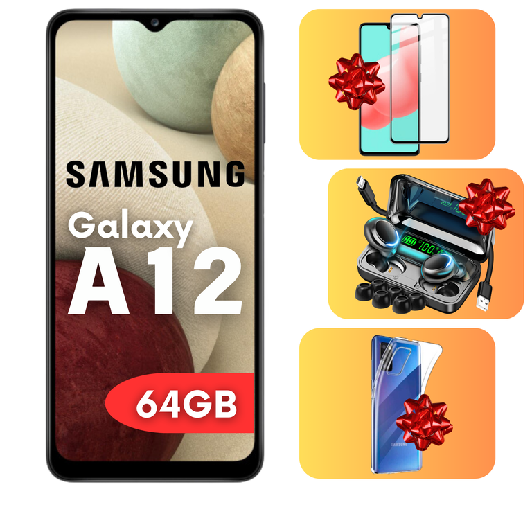 Samsung Galaxy A12 64GB | Smartfon z NFC | Etui + Szkło | PL GWARANCJA (1)
